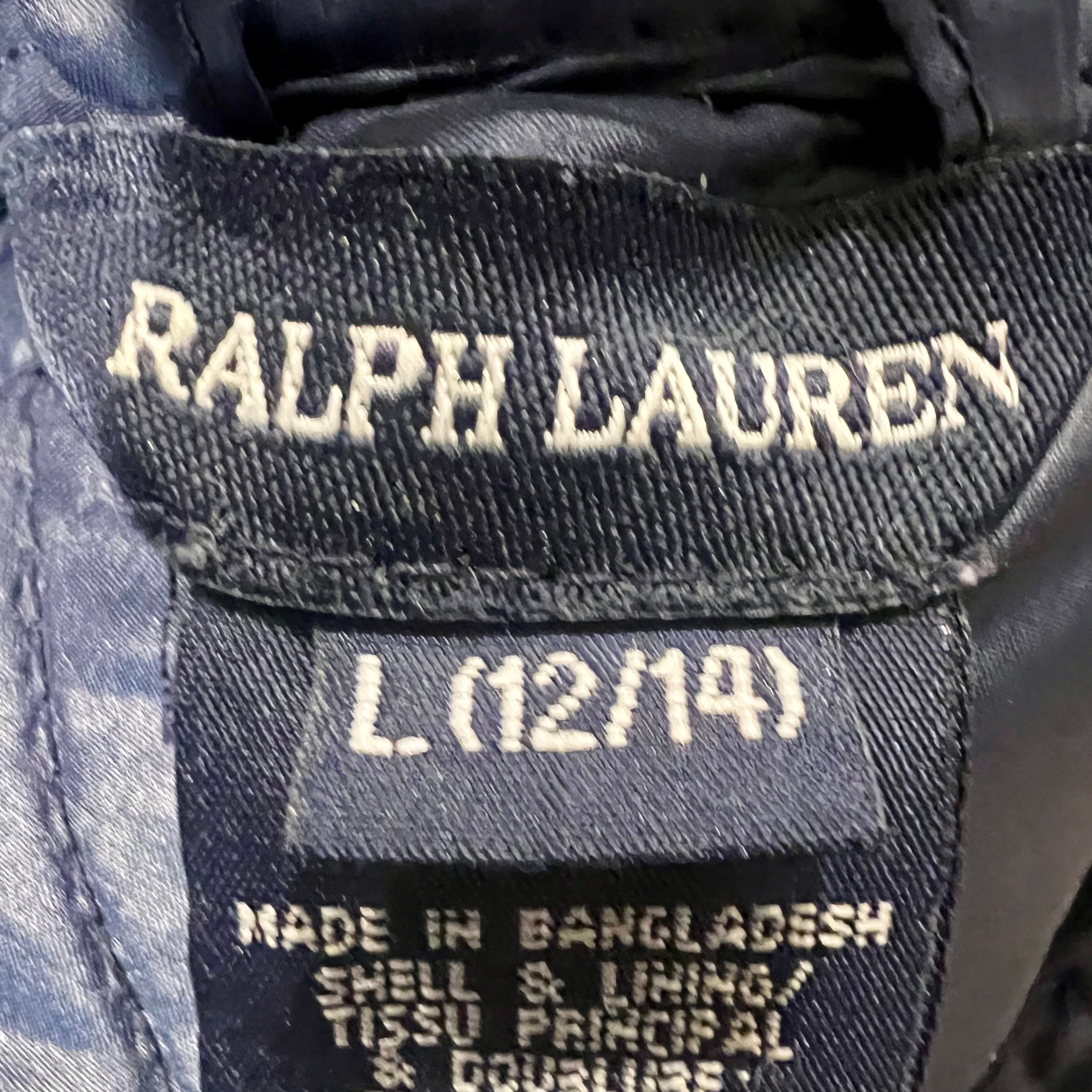 Vintage Ralph Lauren Navy Quilted Jacket Kids L 12/14 Fits Women's XXS