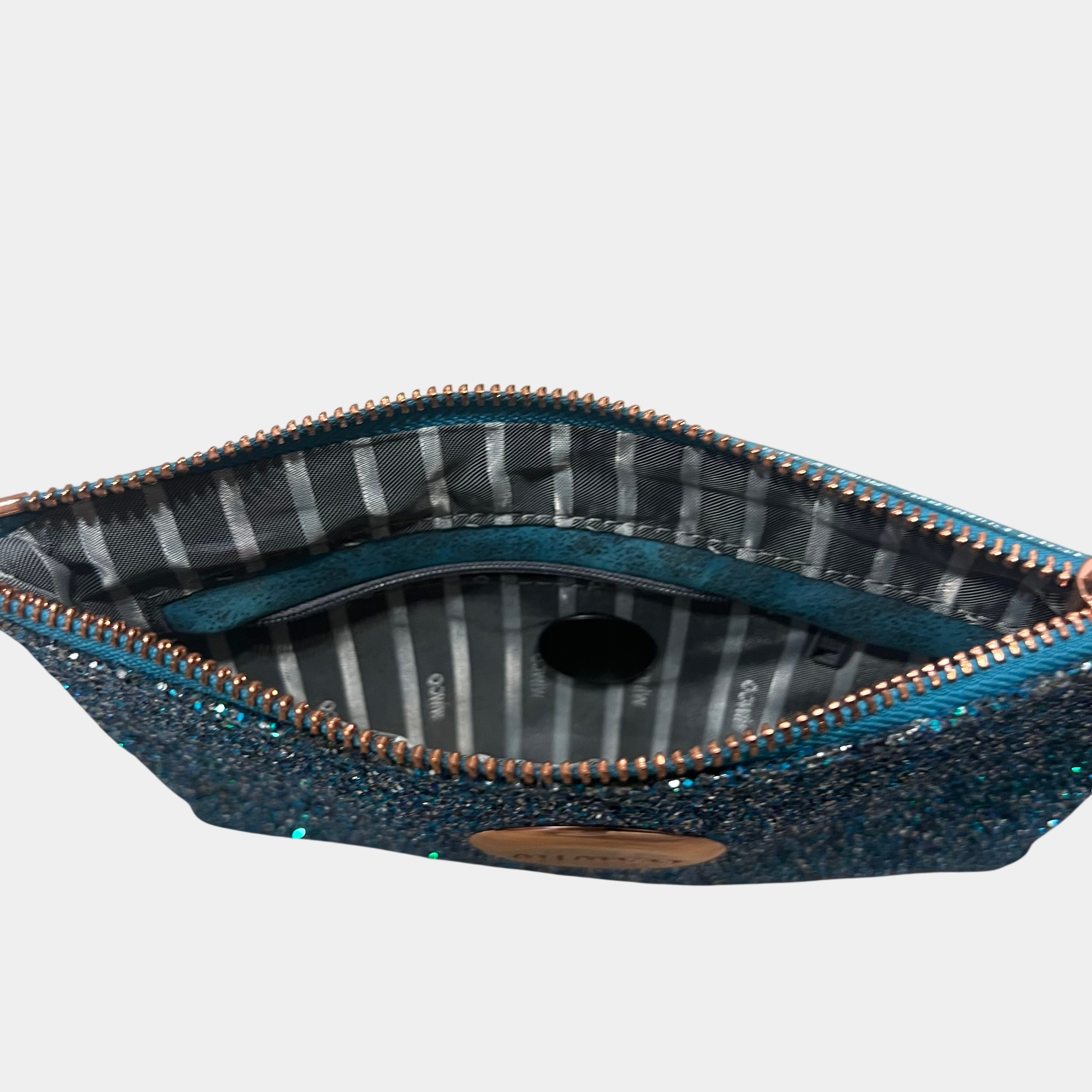 Mimco Blue Glitter Pouch Evening Clutch