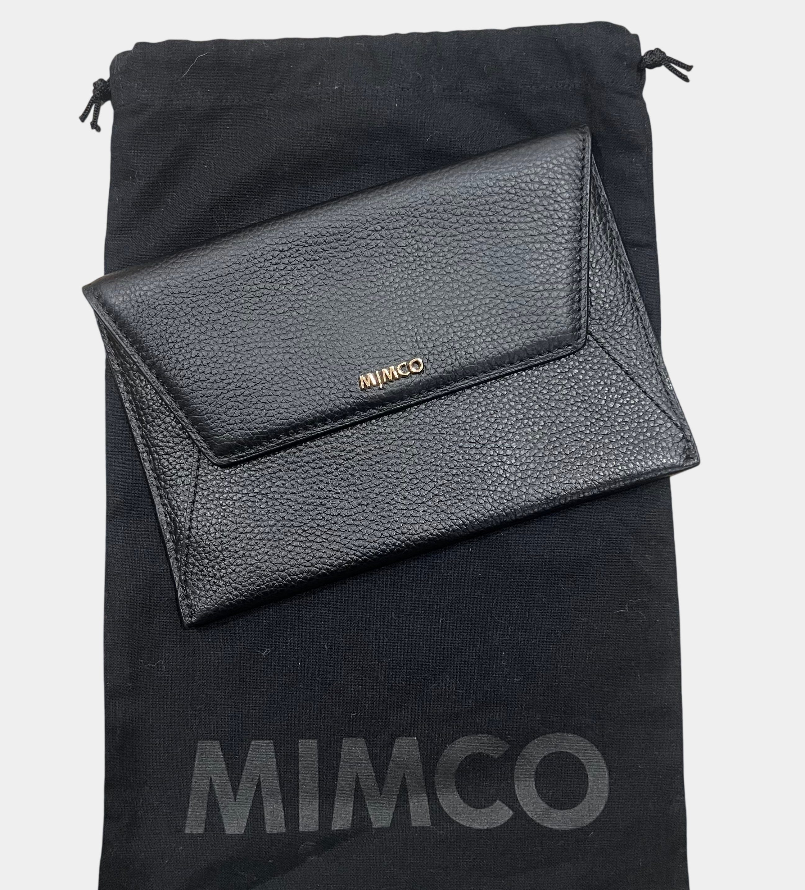 Mimco Black Leather Drift Slip Clutch Pouch — With Dust Bag - NWT
