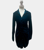 YH & CO Dark Teal Velvet Mini Dress — Long Sleeve, Size 10 | NWT