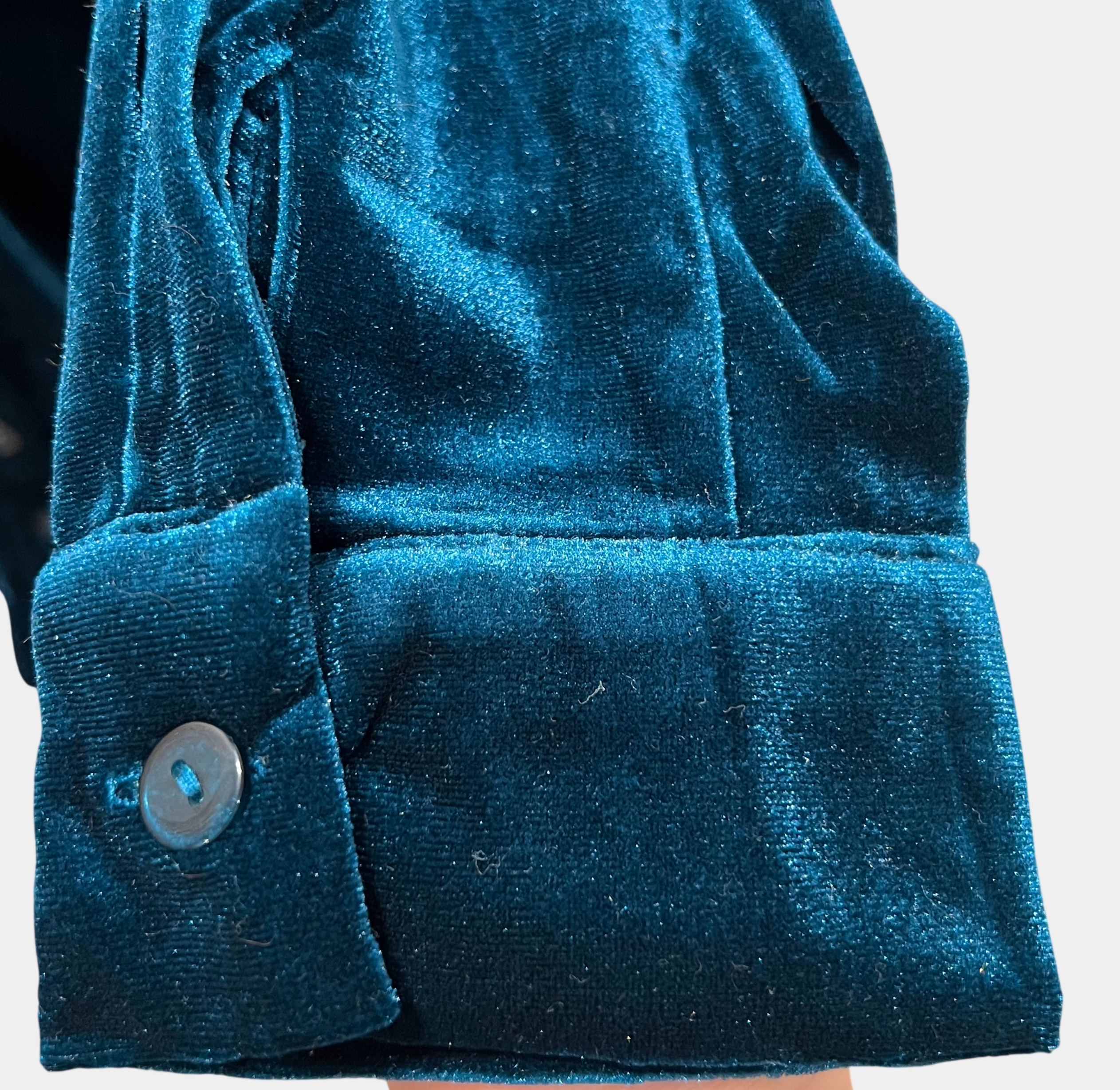 YH & CO Dark Teal Velvet Mini Dress — Long Sleeve, Size 10 | NWT