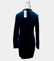 YH & CO Dark Teal Velvet Mini Dress — Long Sleeve, Size 10 | NWT