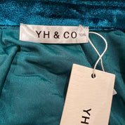 YH & CO Dark Teal Velvet Mini Dress — Long Sleeve, Size 10 | NWT