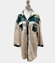 YH & CO Green Plaid Fleece Oversized Shacket — Size 10 | NWT