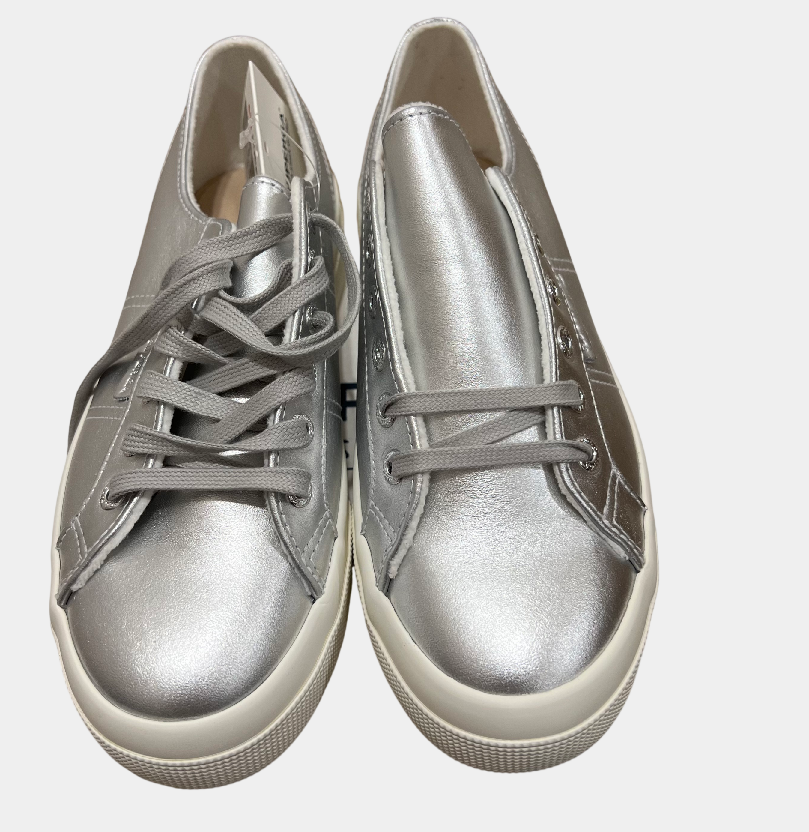 Superga 2740 Platform Pearl Leather Sneakers — Silver, EU 38 | NWT