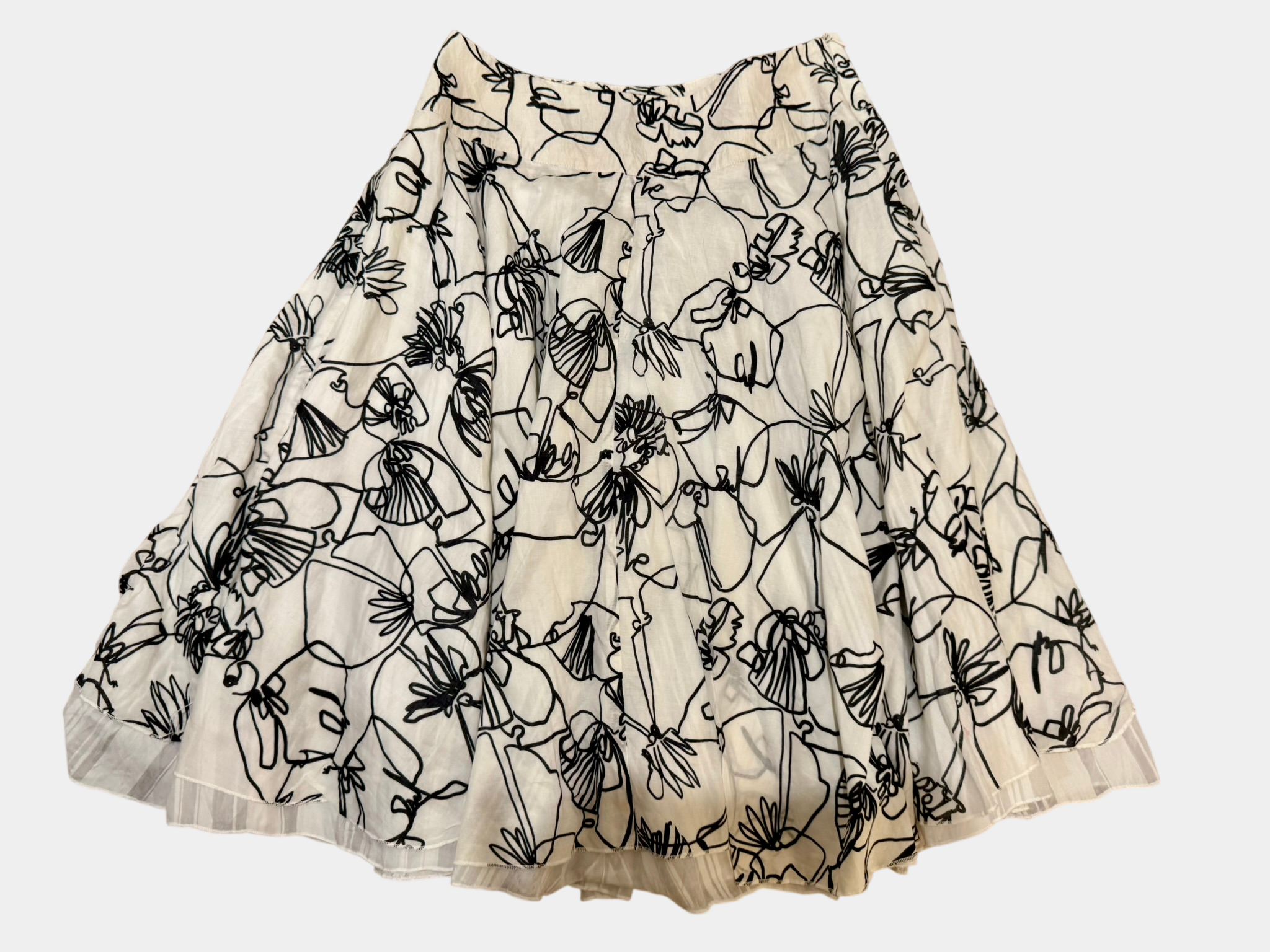 MOSCHINO Black and White Floral Skirt Size 12