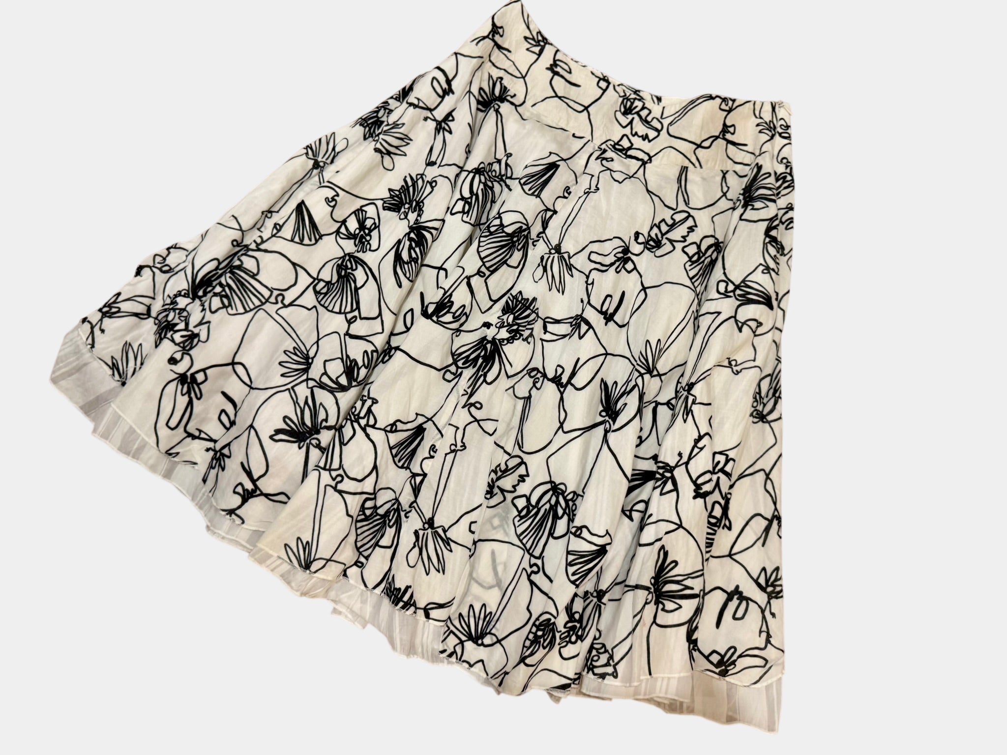 MOSCHINO Black and White Floral Skirt Size 12