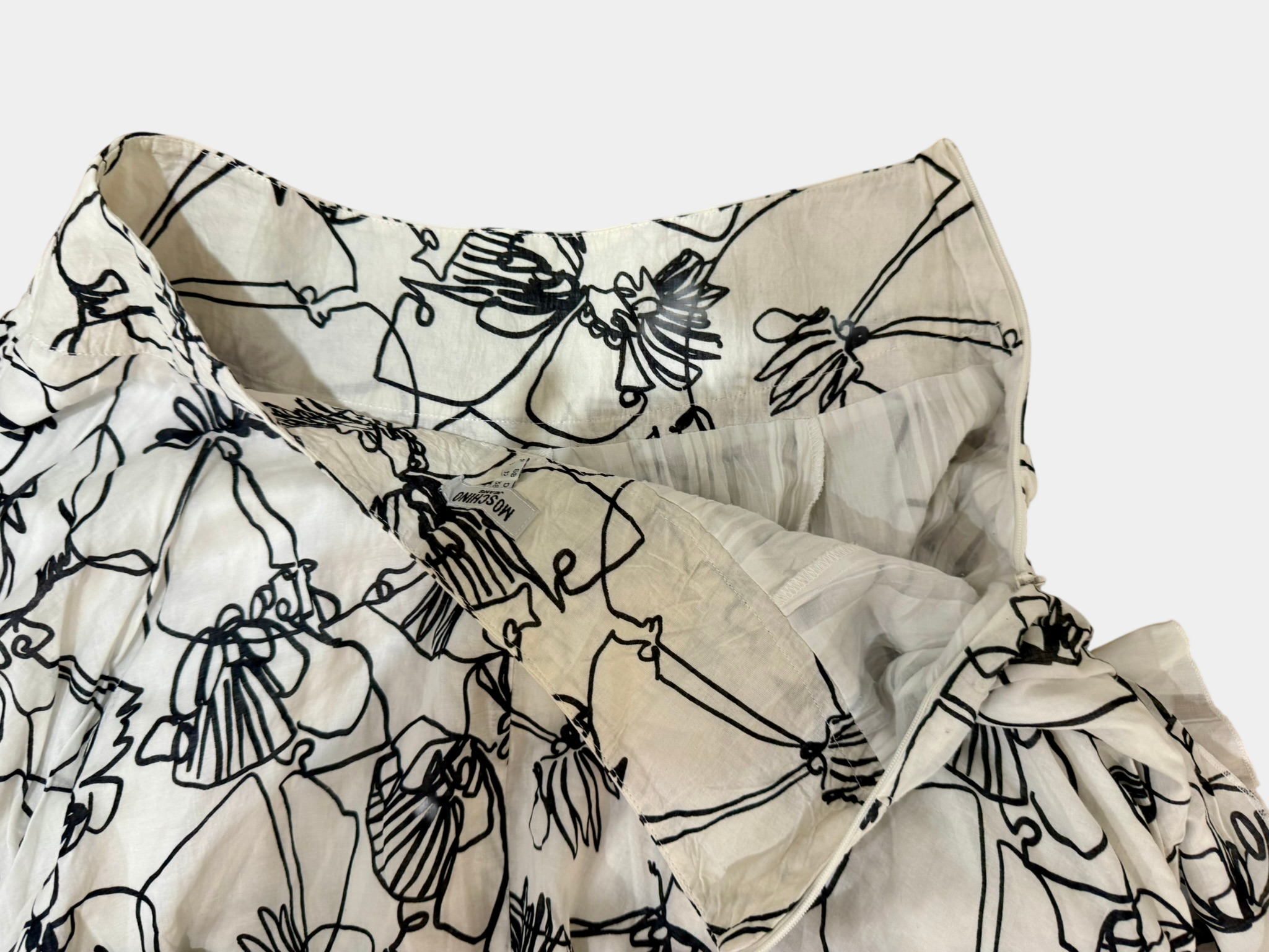 MOSCHINO Black and White Floral Skirt Size 12