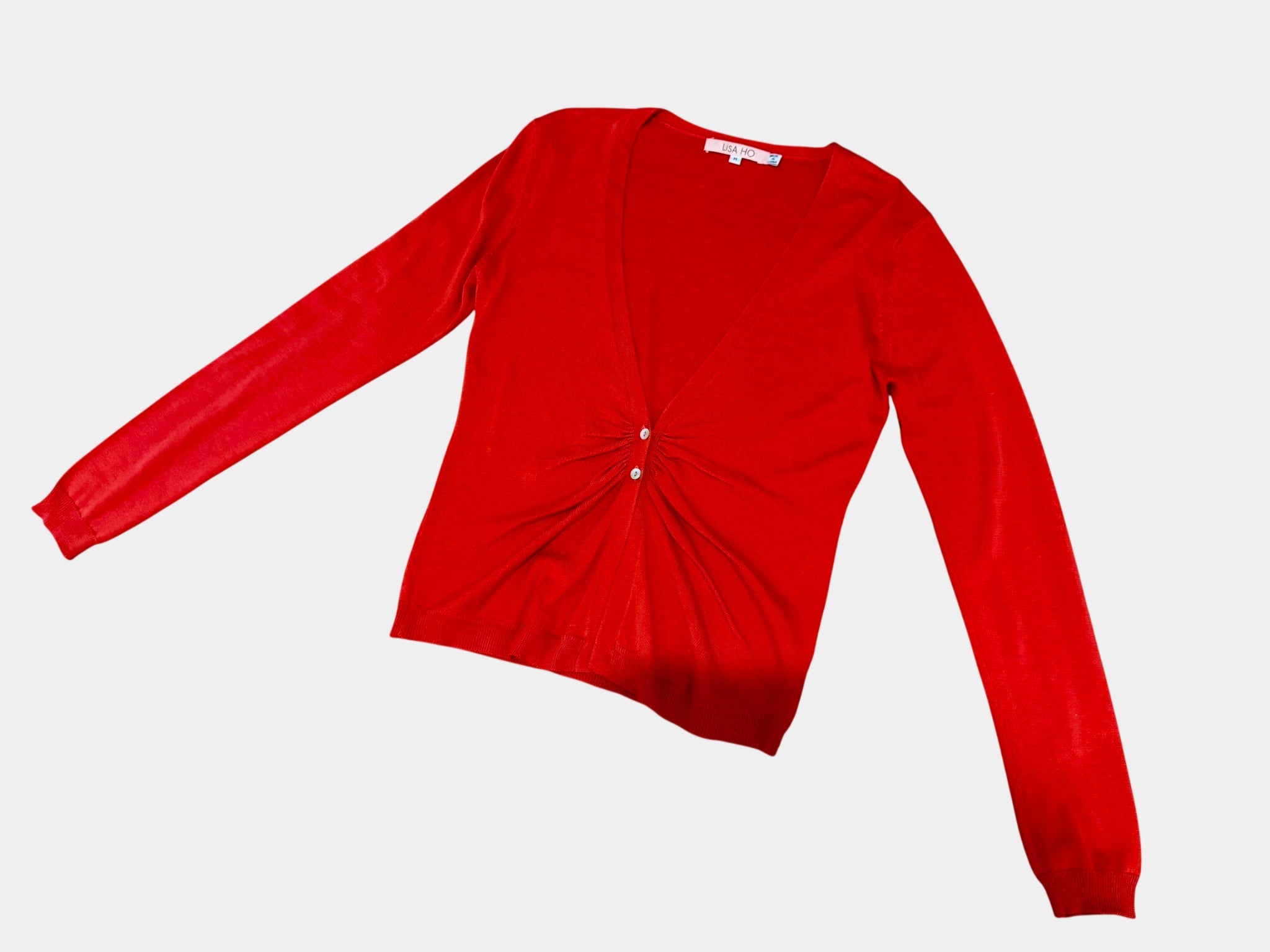LISA HO Coral Button-Up Cardigan made from 70% Silk Size M