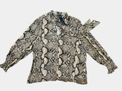 FATE AND BECKER Snakeskin Print Tie-Front Blouse Size 10