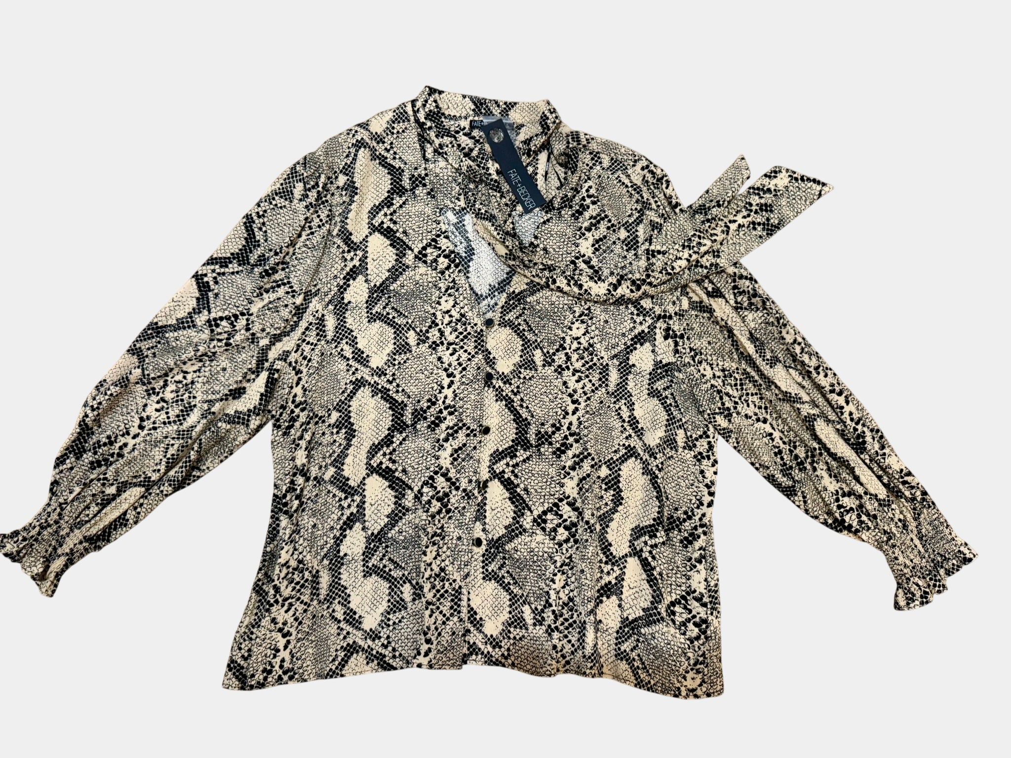 FATE AND BECKER Snakeskin Print Tie-Front Blouse Size 10