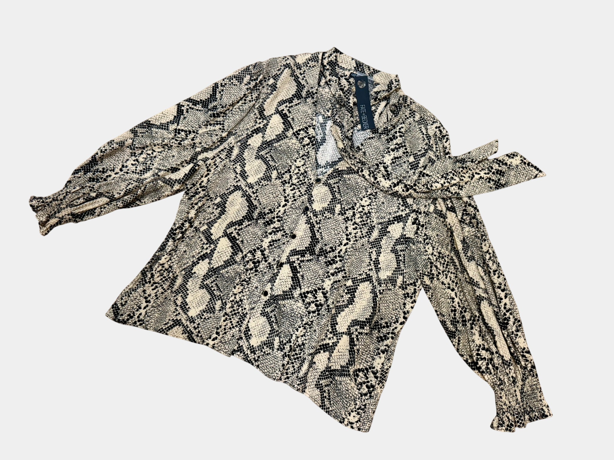 FATE AND BECKER Snakeskin Print Tie-Front Blouse Size 10