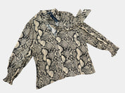 FATE AND BECKER Snakeskin Print Tie-Front Blouse Size 10