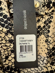 FATE AND BECKER Snakeskin Print Tie-Front Blouse Size 10