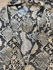 FATE AND BECKER Snakeskin Print Tie-Front Blouse Size 10