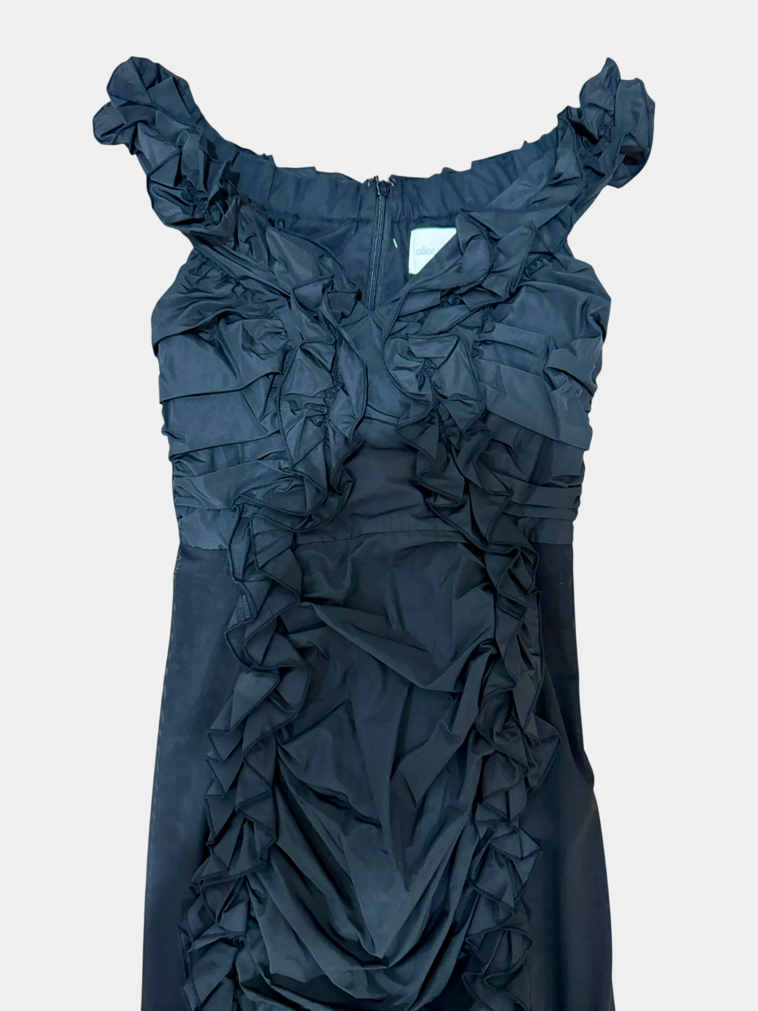 ALICE McCALL Black Ruffle Mini Dress Size 4