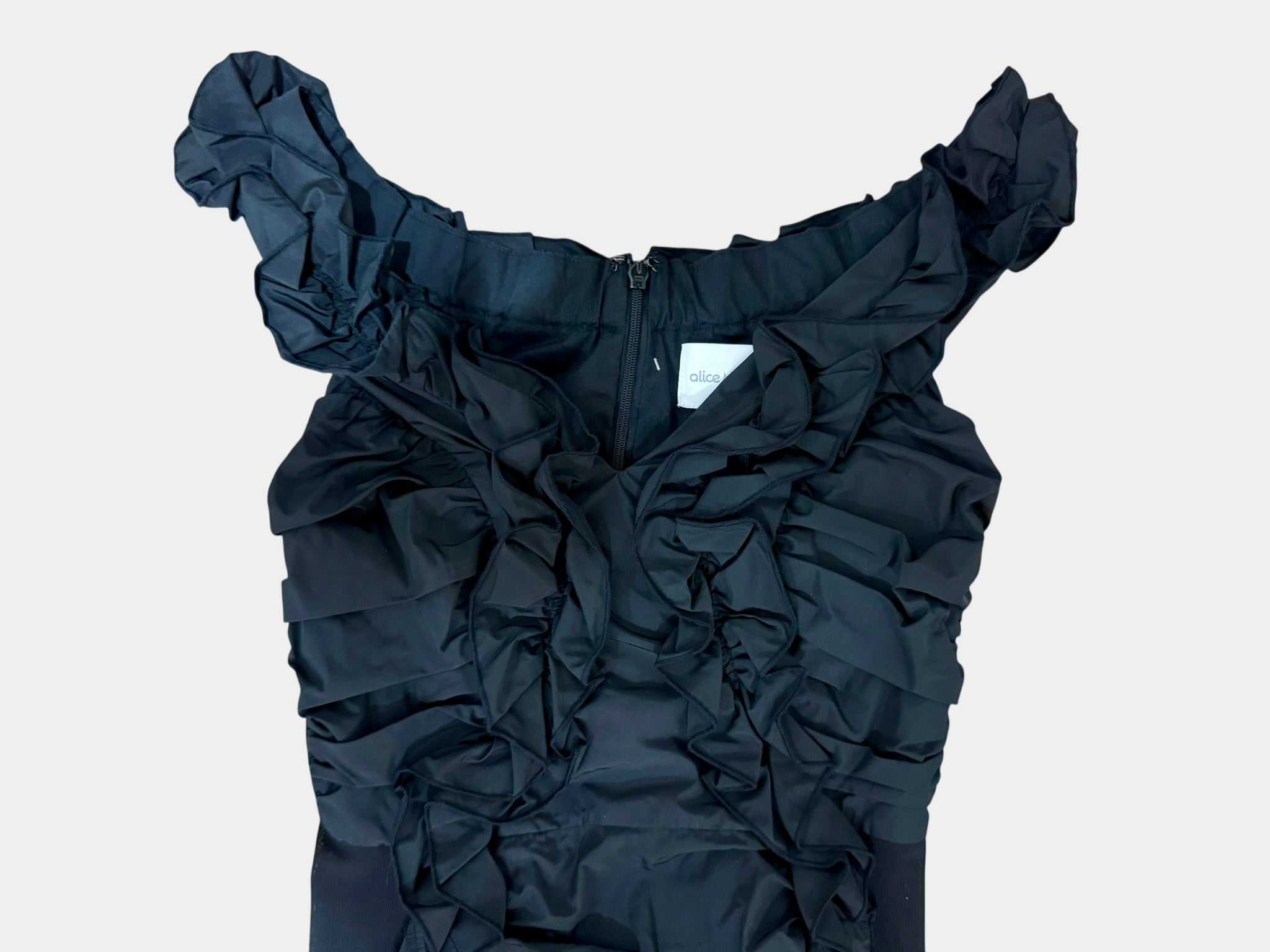 ALICE McCALL Black Ruffle Mini Dress Size 4