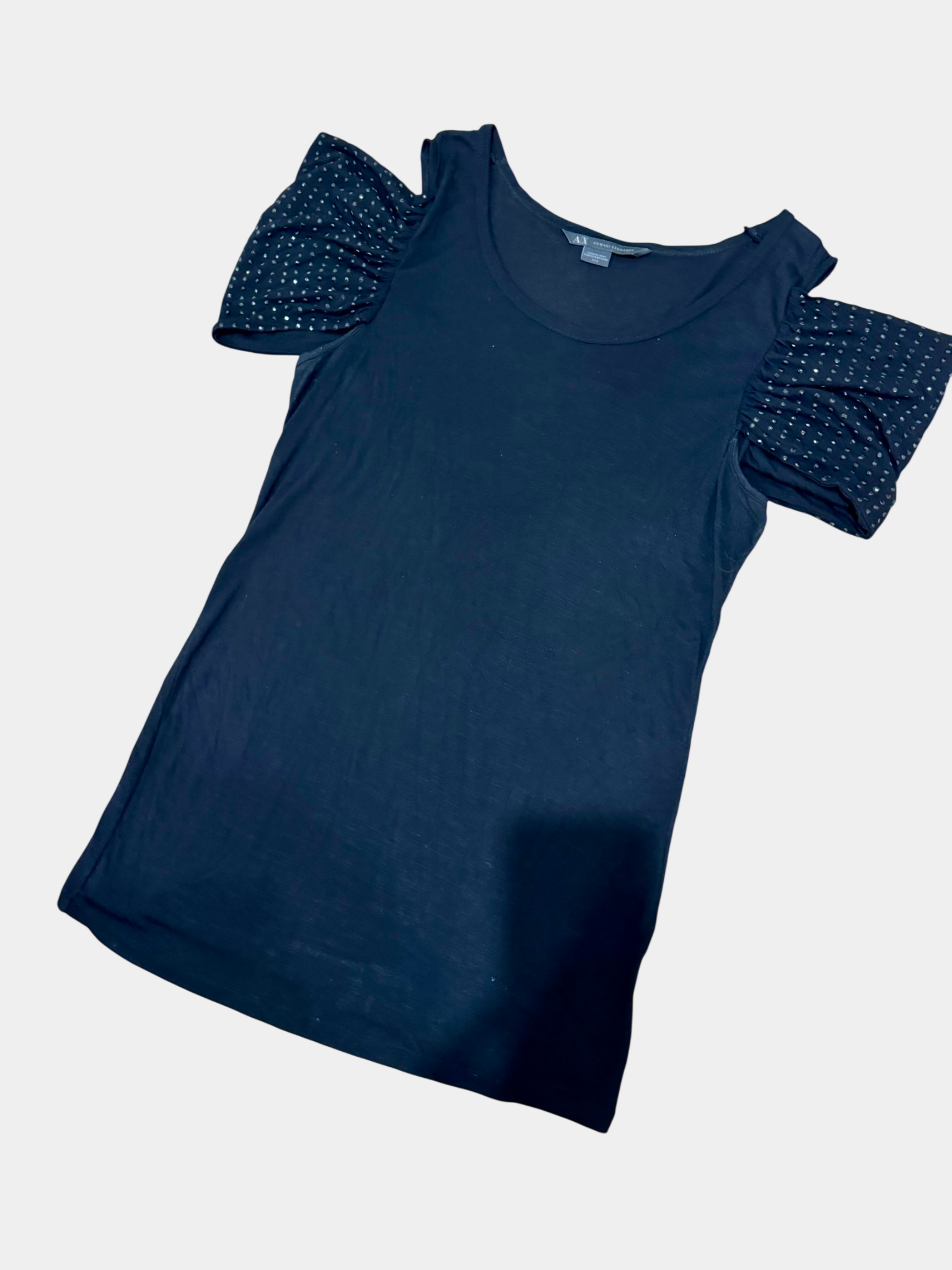ARMANI EXCHANGE Black Cold Shoulder Top Size M