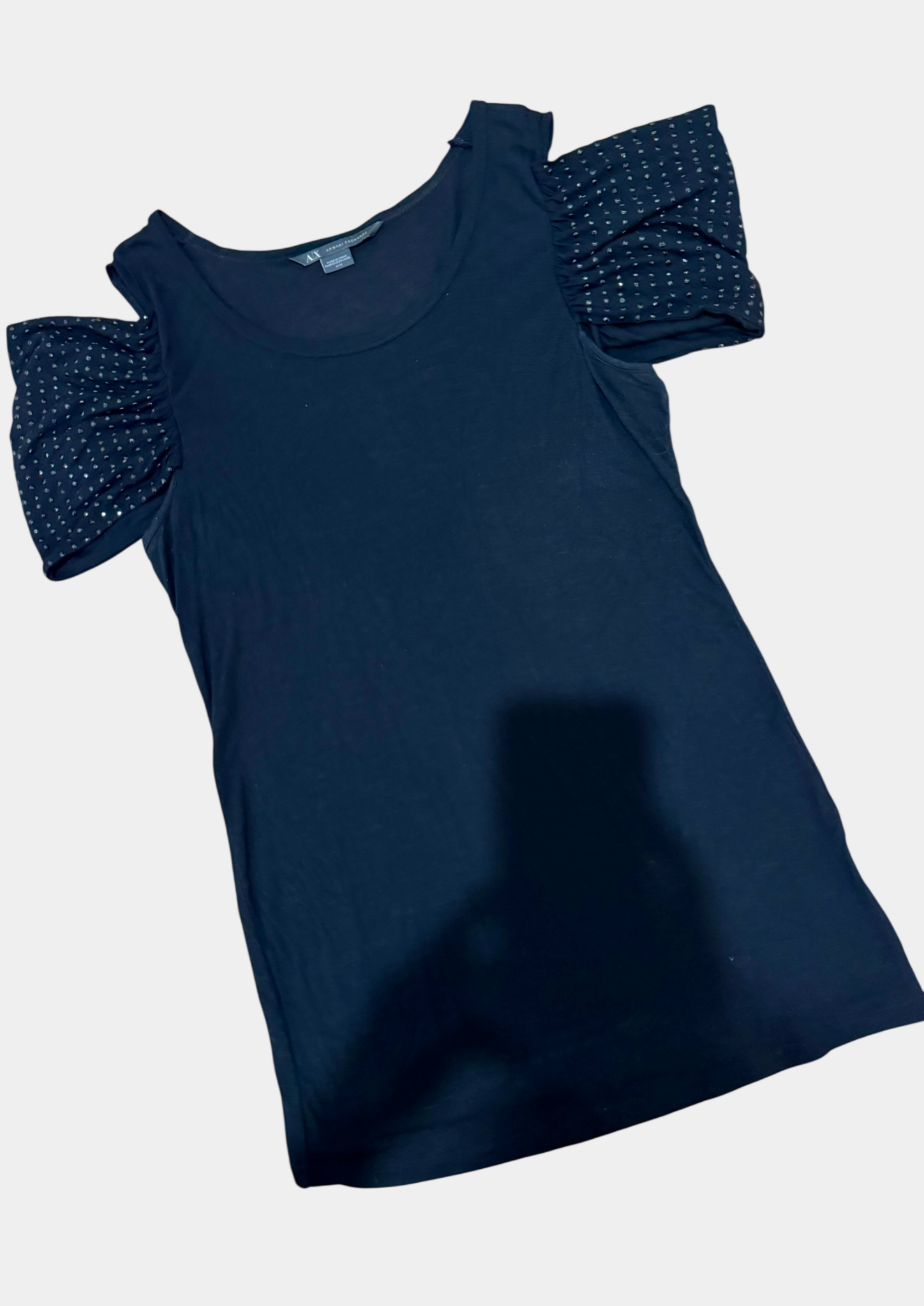 ARMANI EXCHANGE Black Cold Shoulder Top Size M