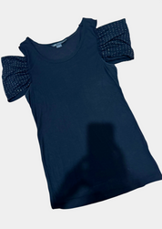 ARMANI EXCHANGE Black Cold Shoulder Top Size M