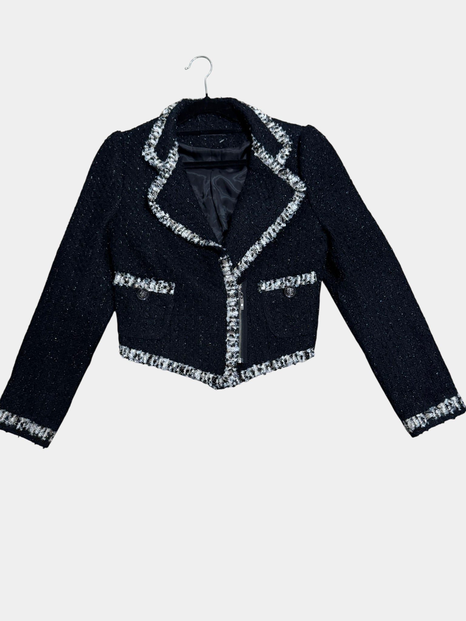 S.YAROLAN Women's Designer Black & Leopard Cropped Jacket Size 7