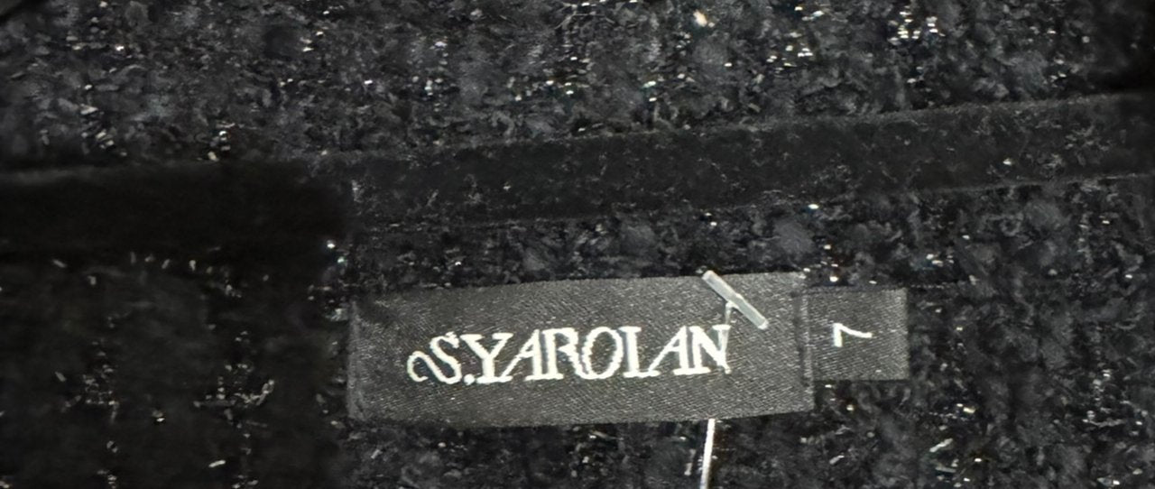 S.YAROLAN Women's Designer Black & Leopard Cropped Jacket Size 7