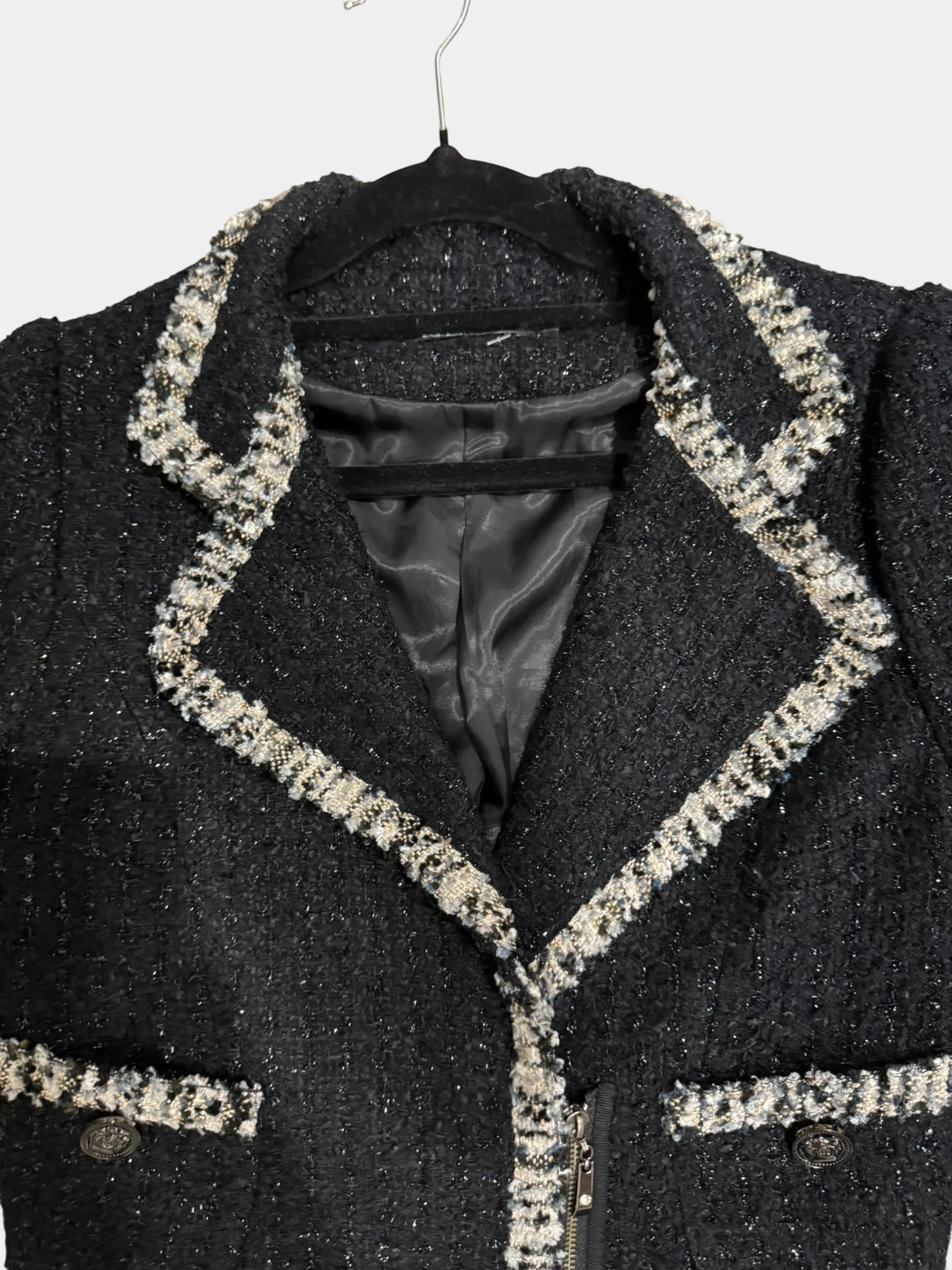 S.YAROLAN Women's Designer Black & Leopard Cropped Jacket Size 7