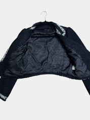 S.YAROLAN Women's Designer Black & Leopard Cropped Jacket Size 7