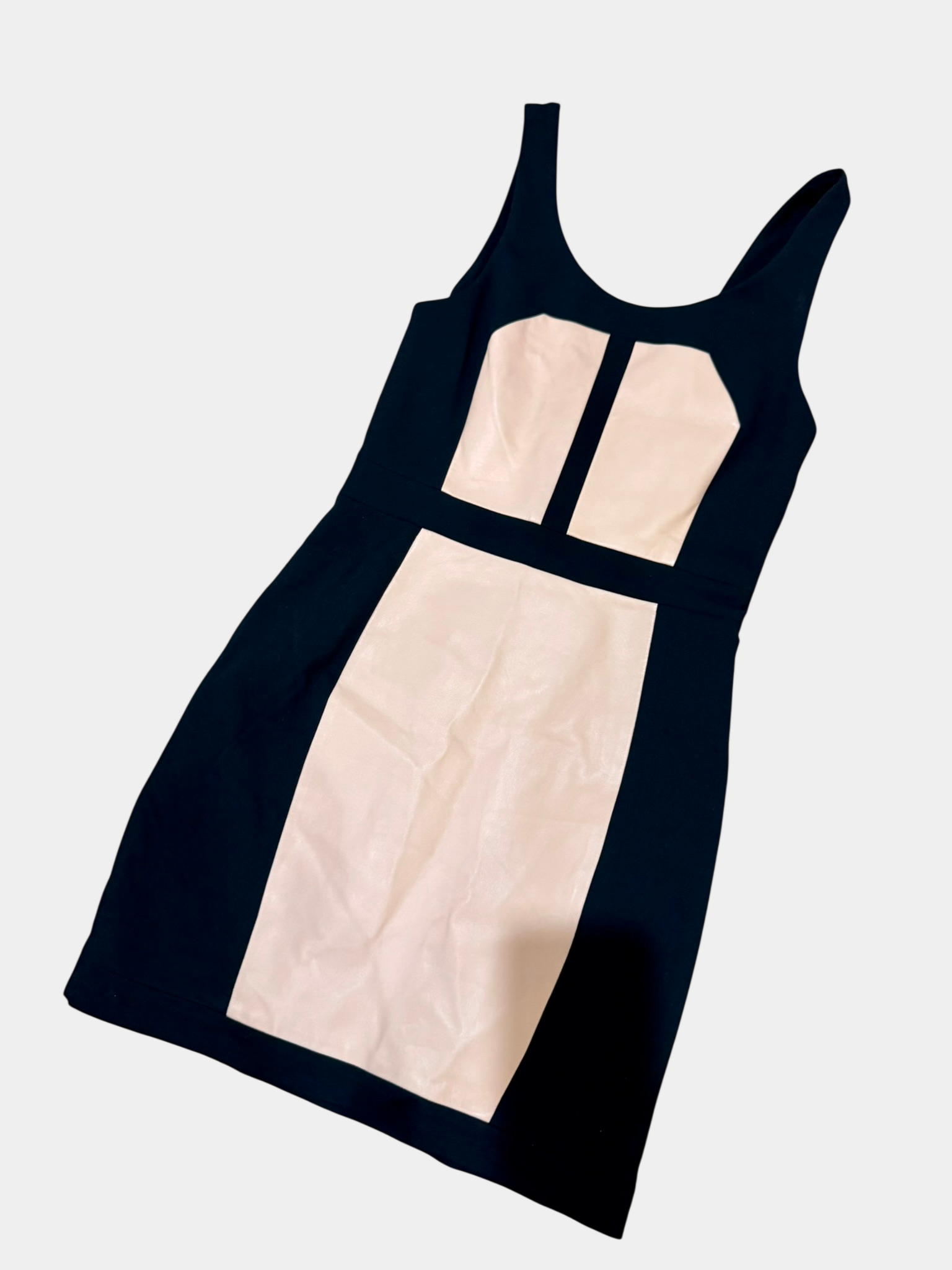 REBECCA MINKOFF Black and Blush Pink Dress (100% Lamb Leather) size 4