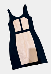 REBECCA MINKOFF Black and Blush Pink Dress (100% Lamb Leather) size 4