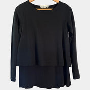 Cable Melbourne Black Merino Wool Knit Top – Long Sleeve XS