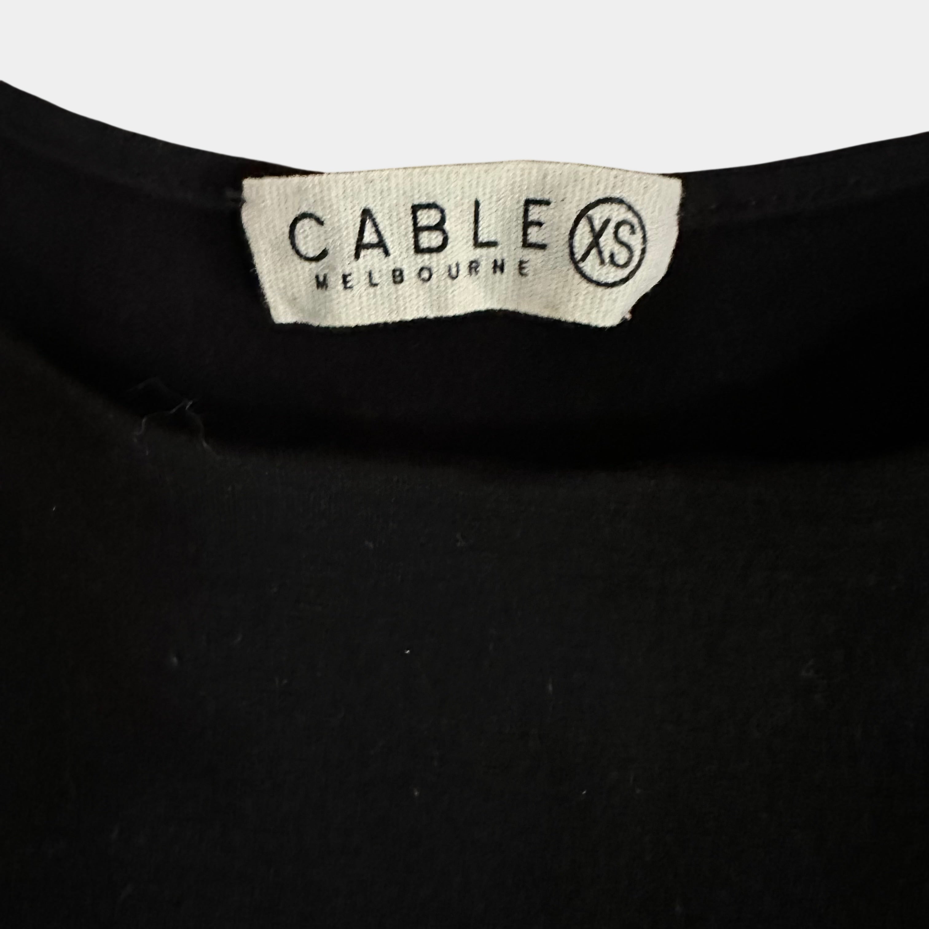 Cable Melbourne Black Merino Wool Knit Top – Long Sleeve XS
