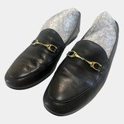 Coach Haley Black Leather Loafers Gold Horsebit Hardware Size 9