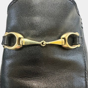 Coach Haley Black Leather Loafers Gold Horsebit Hardware Size 9