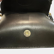Vera Pelle Black Leather Crossbody Bag with Gold Hardware
