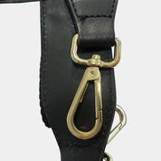 Vera Pelle Black Leather Crossbody Bag with Gold Hardware