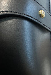 Vera Pelle Black Leather Crossbody Bag with Gold Hardware