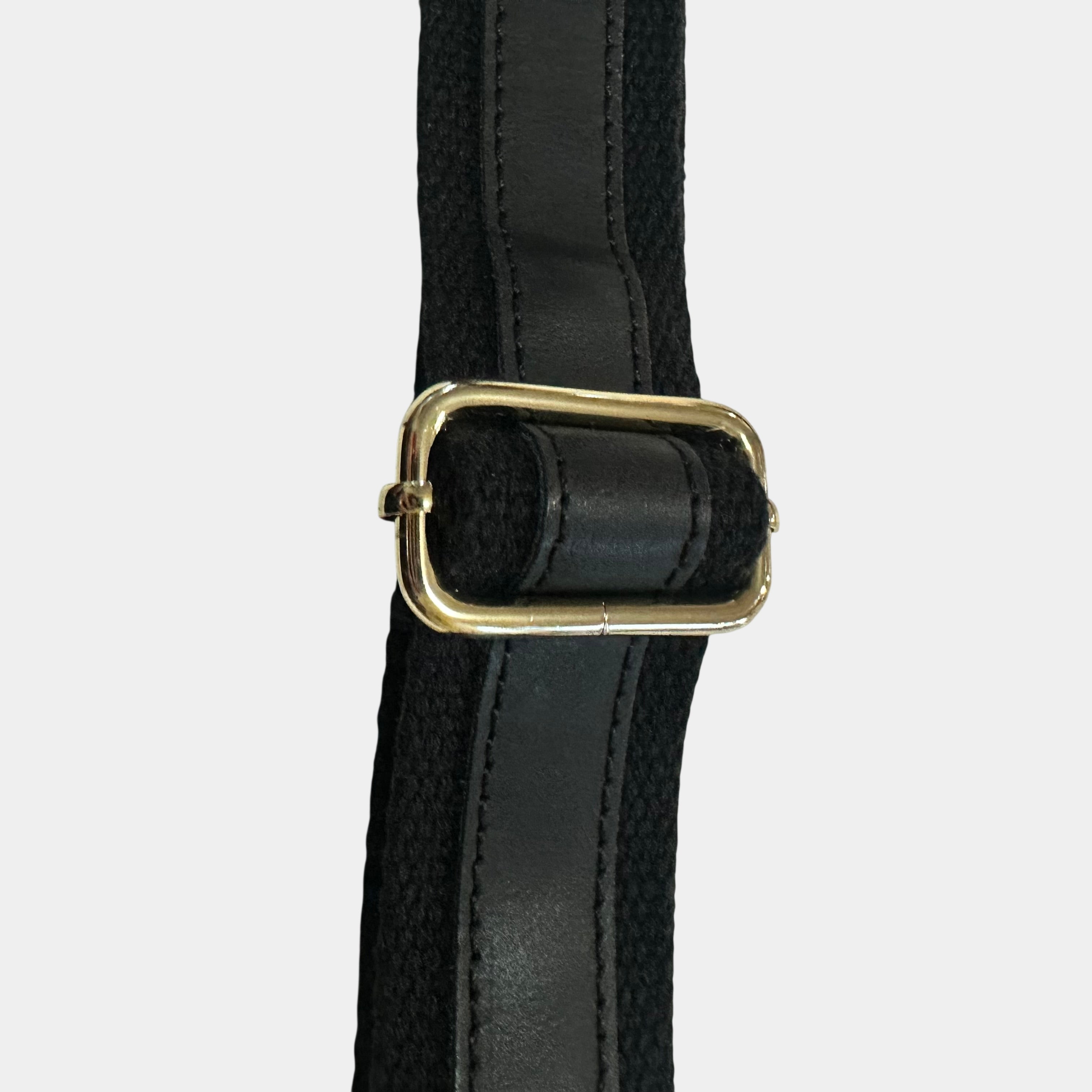 Vera Pelle Black Leather Crossbody Bag with Gold Hardware