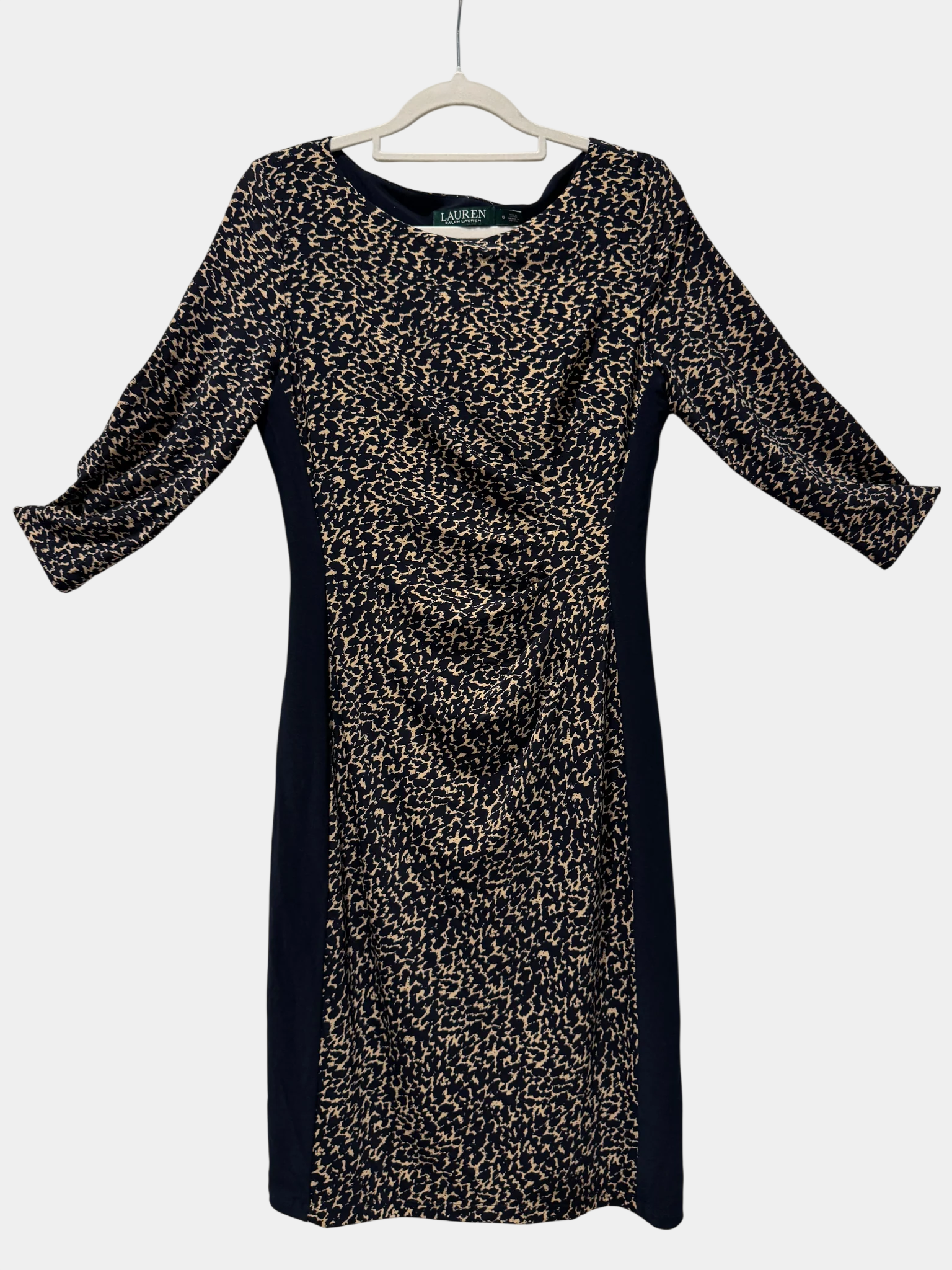 LAUREN RALPH LAUREN Navy/Cream midi dress Size 6