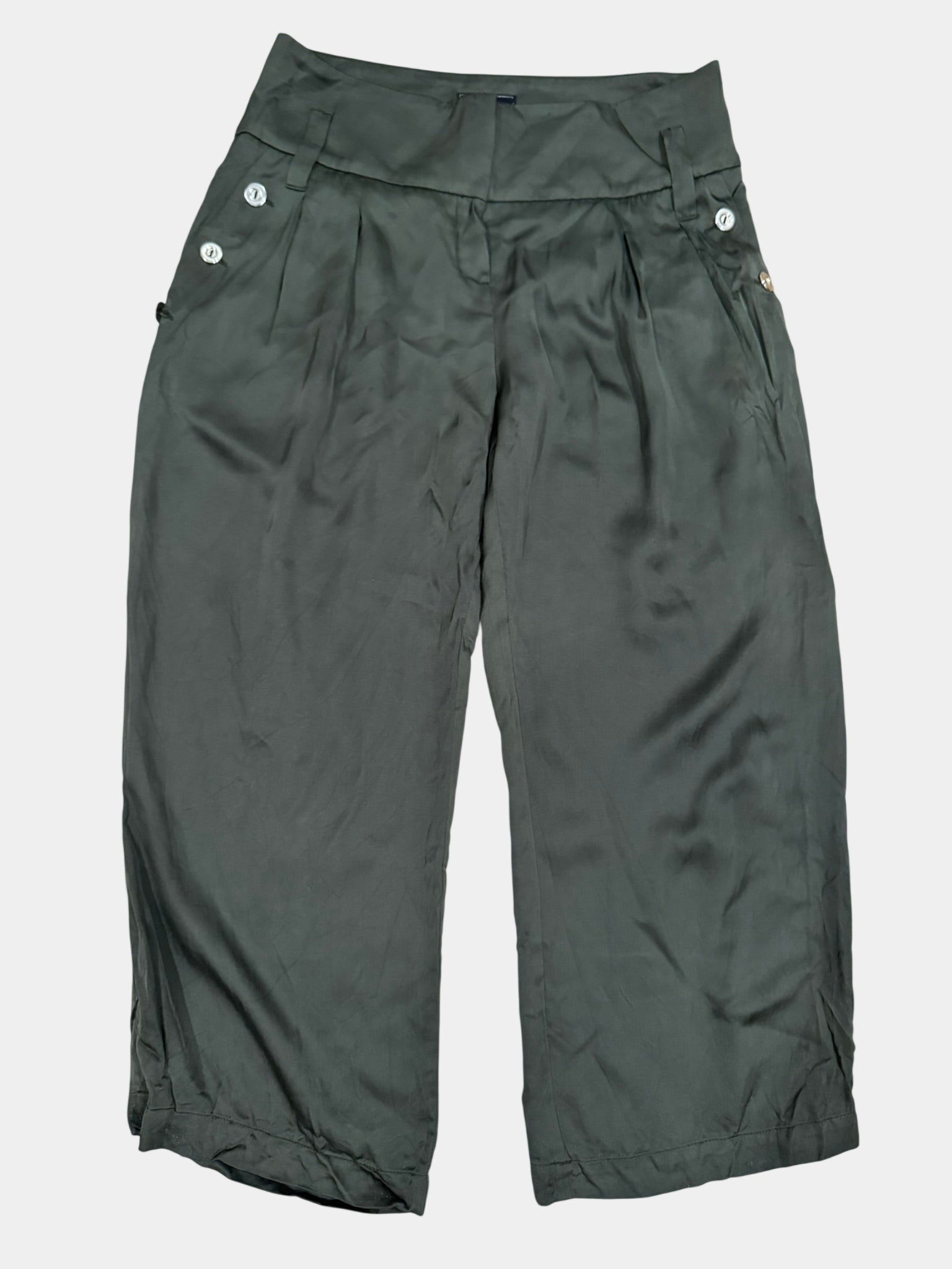 SINEQUANONE Designer Paris Satin Cropped Cargo Pants Size XS