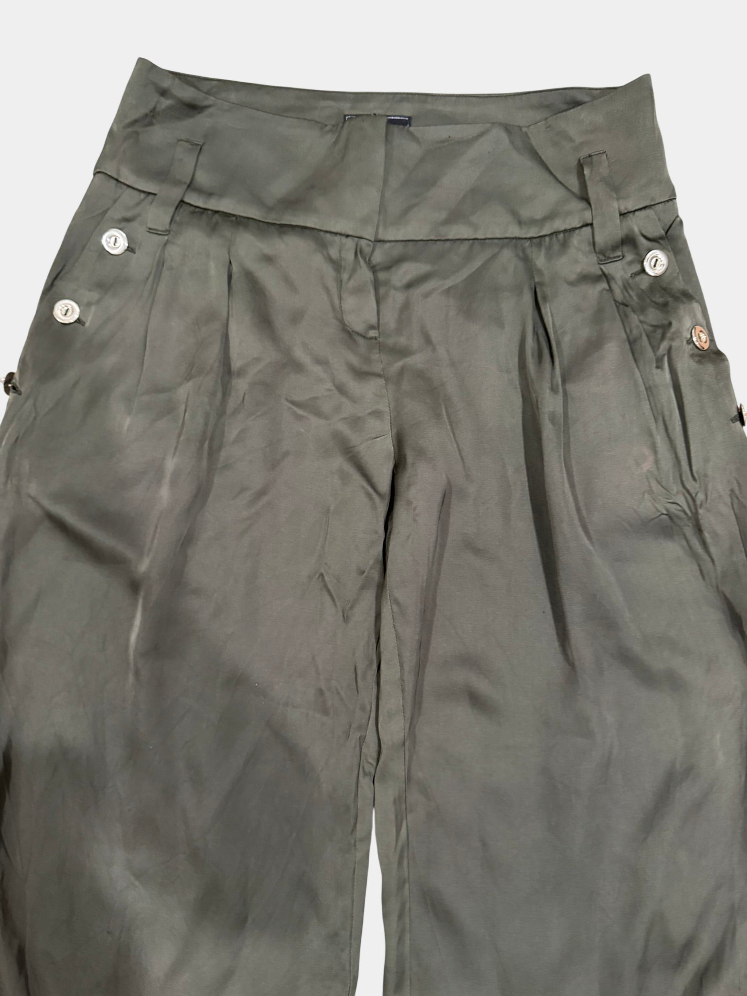 SINEQUANONE Designer Paris Satin Cropped Cargo Pants Size XS