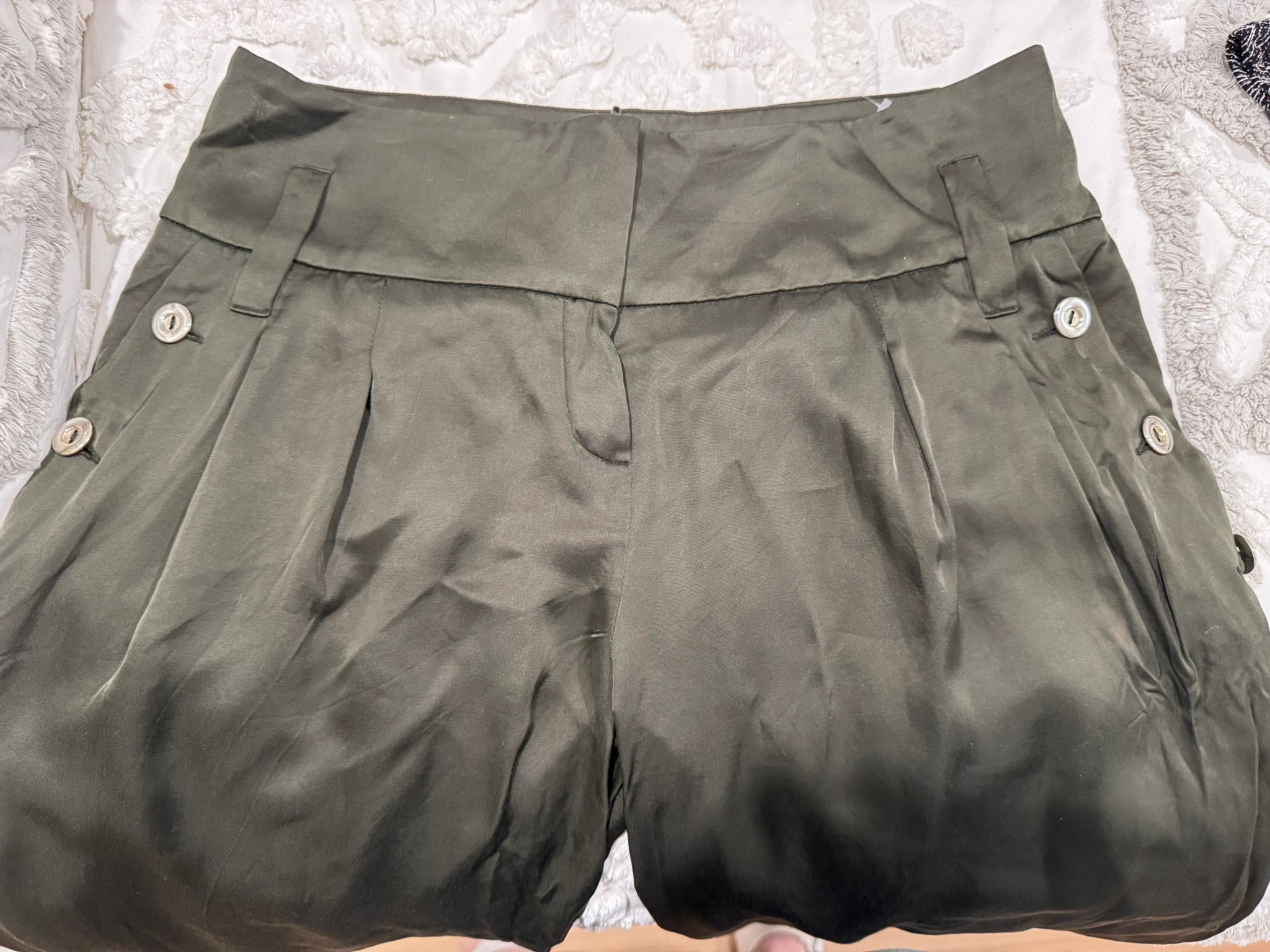 SINEQUANONE Designer Paris Satin Cropped Cargo Pants Size XS