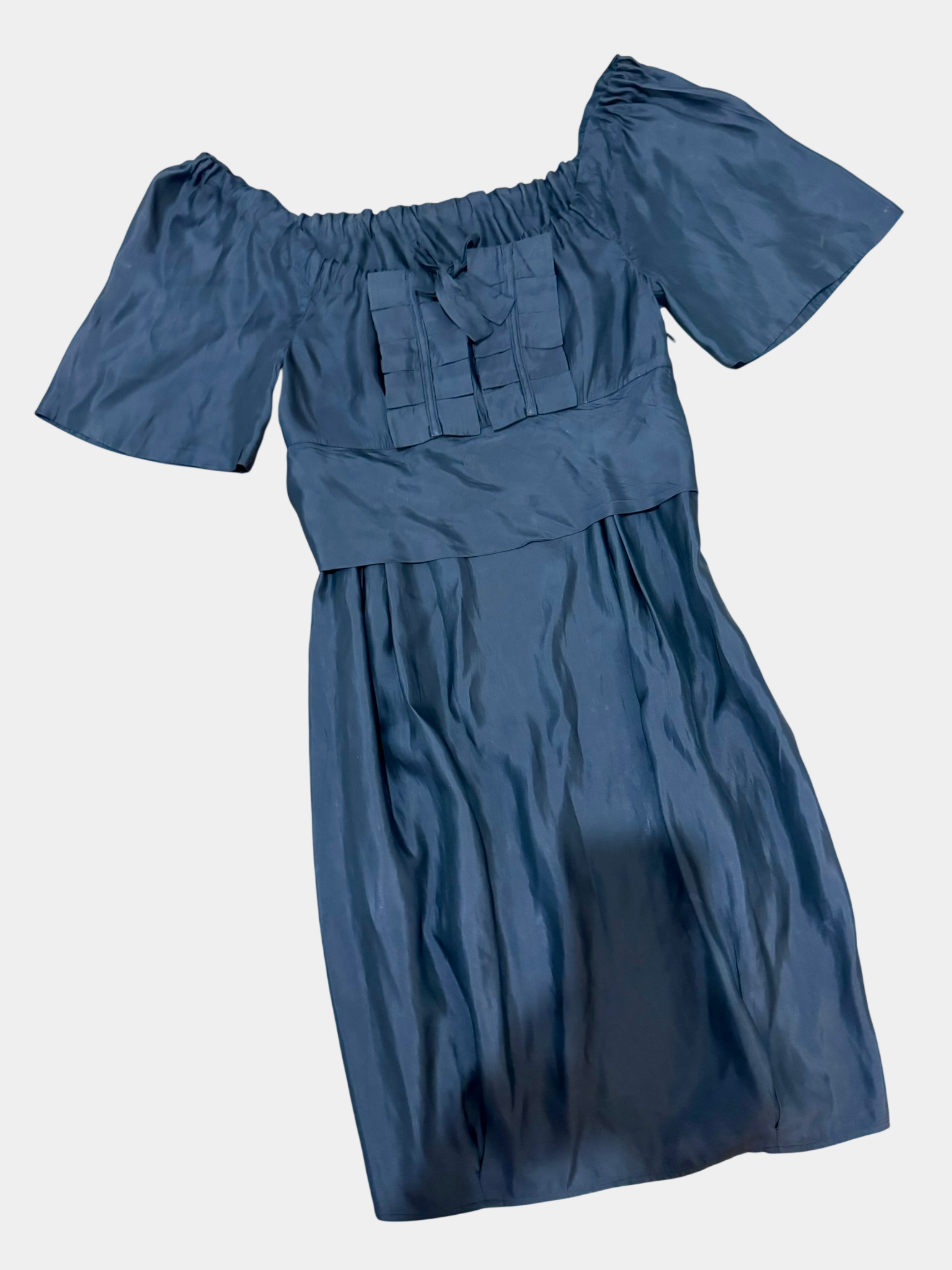 SCANLAN THEODORE Black Silk Dress with Bow Embellishment size M/L