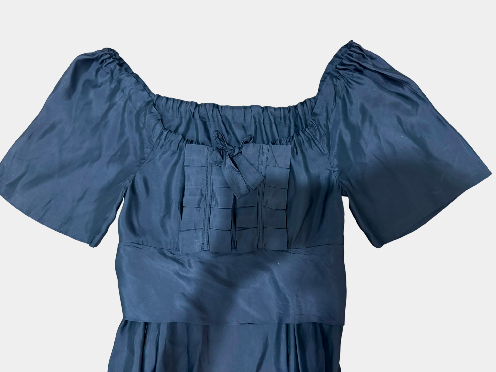 SCANLAN THEODORE Black Silk Dress with Bow Embellishment size M/L