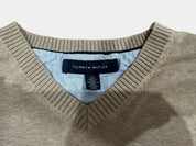 TOMMY HILFIGER Brown Marle Men's V-Neck Jumper Size L