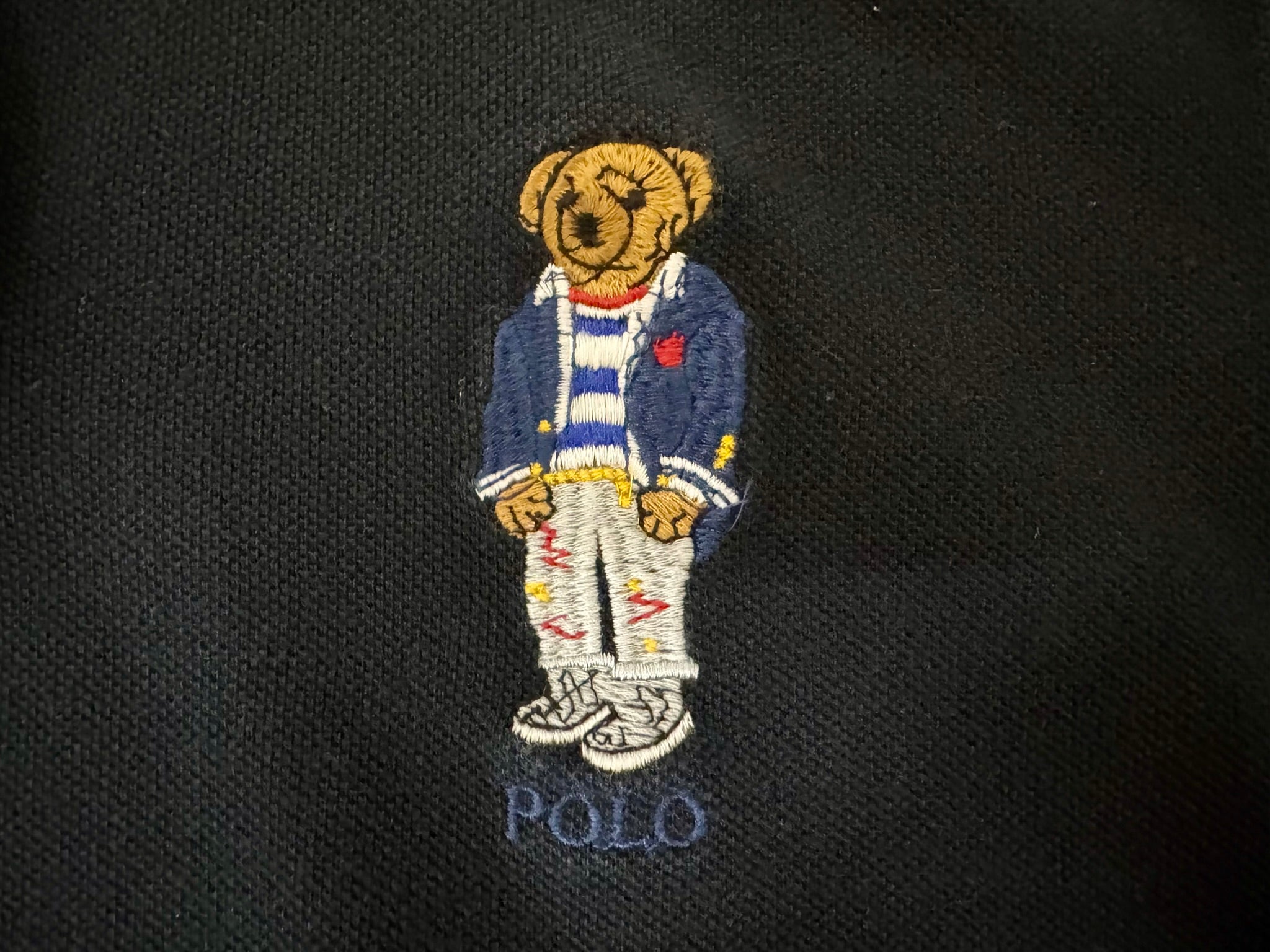 POLO RALPH LAUREN Black Polo Ralph Lauren polo shirt with bear Size L Custom Fit
