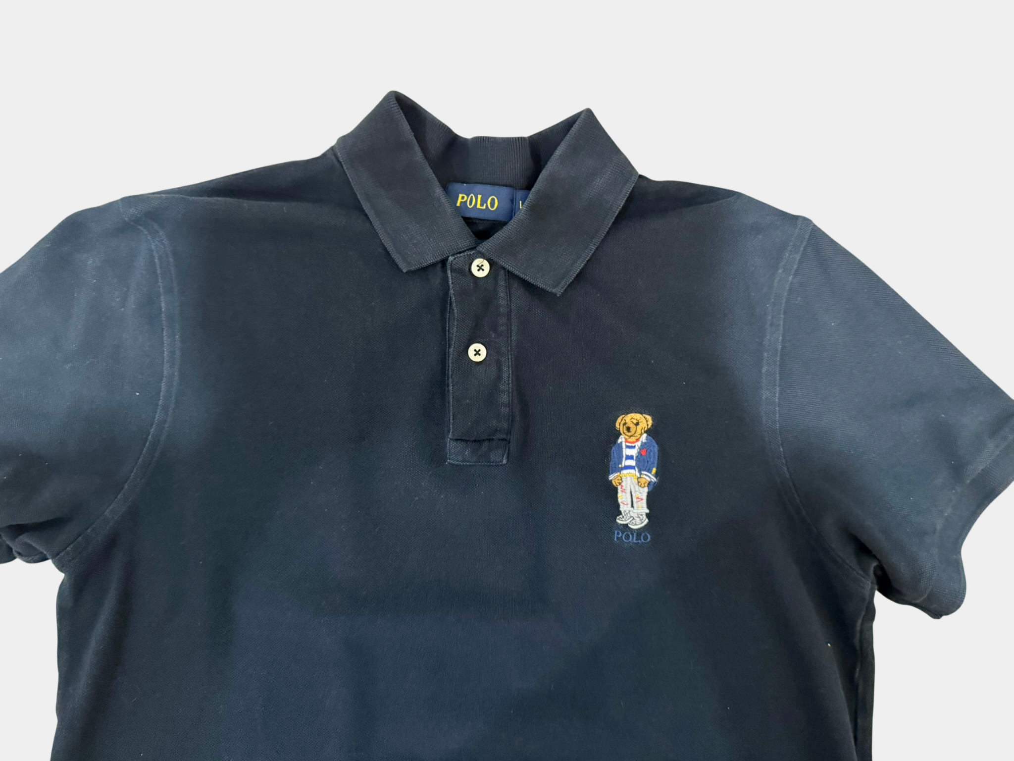 POLO RALPH LAUREN Black Polo Ralph Lauren polo shirt with bear Size L Custom Fit
