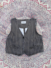 Rolla's navy pinstripe denim waistcoat - Size 14/XL