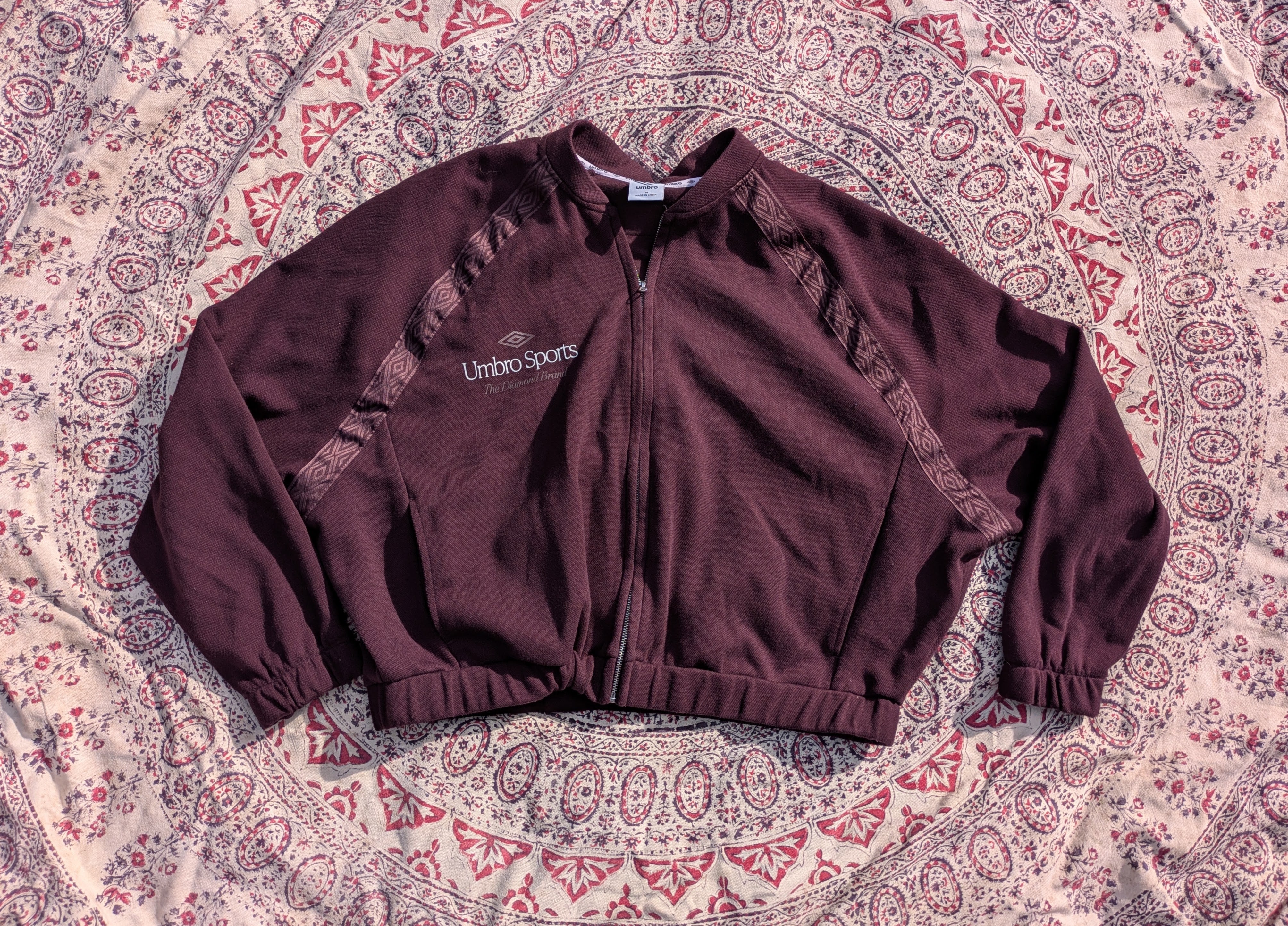 Retro purple Umbro Sports Burgundy track jacket - Size 18