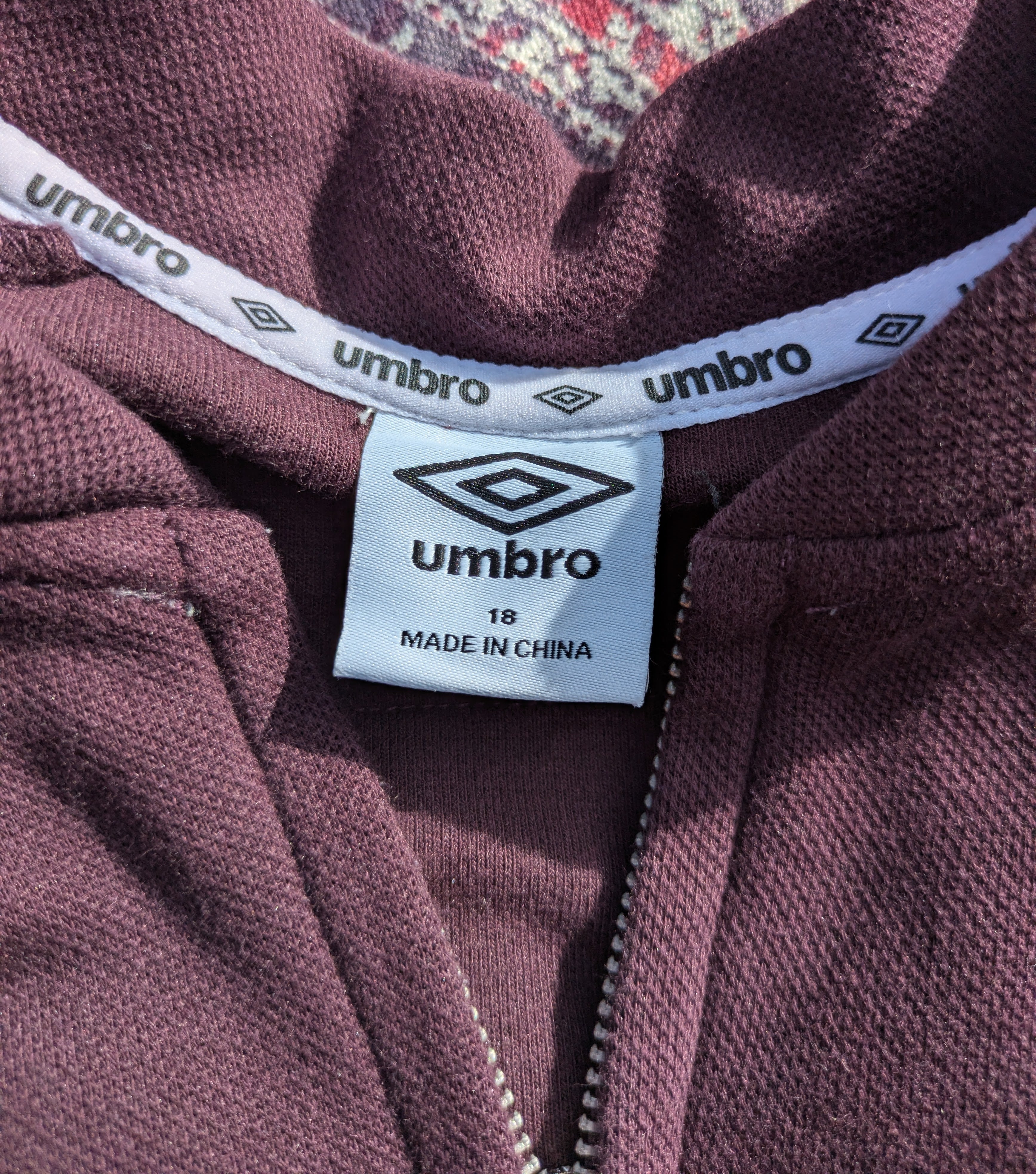 Retro purple Umbro Sports Burgundy track jacket - Size 18